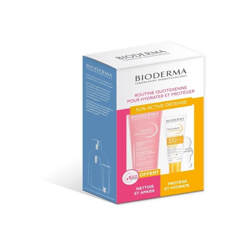 BIODERMA photoderm fluide max invisible spf 100 40 ml + Sensibio gel moussant micellaire 100 ml offert