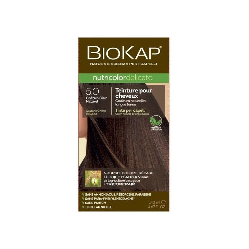 BIOKAP Nutricolor Delicato 5.0 Châtain Clair Naturel 140ml prix Maroc