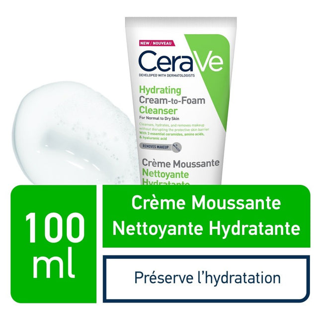 CeraVe Crème Moussante Nettoyante Hydratante Peau Normale à Sèche