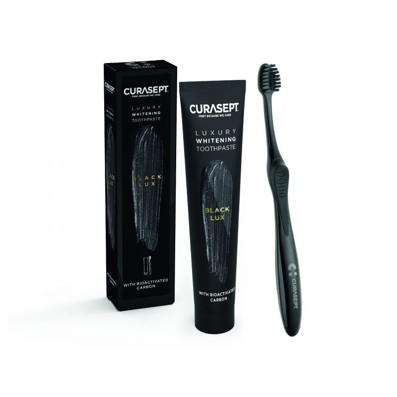 CURASEPT PACK LUXURY WHITENING dentifrice BLACK 75 ml + Brosse à Dent OFFERT prix Maroc