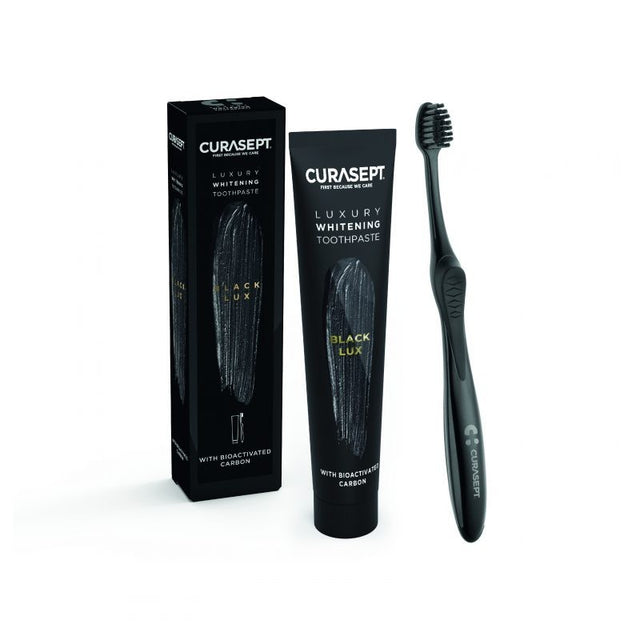 Curasept Pack Luxury Whitening Dentifrice Black 75 ml + Brosse à