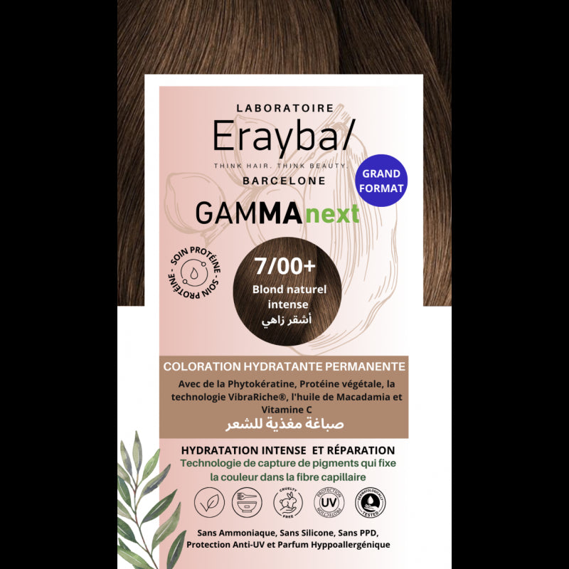 ERAYBA COLORATION HYDRATANTE PERMANENTE BLOND NATUREL INTENSE N°7.00+ prix Maroc