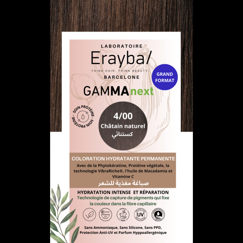 ERAYBA COLORATION HYDRATANTE PERMANENTE CHATAIN NATUREL N°4 prix Maroc