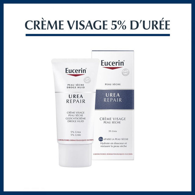 Eucerin Crème Visage 5% d'Urée 50ml — hydratant anti-démangeaisons peau sèche | lamaisonpara.ma