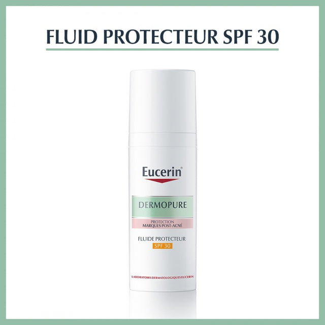 Eucerin DermoPure UV Sun Fluid SPF 30 50 ml — fluide solaire anti-taches peaux acnéiques | lamaisonpara.ma