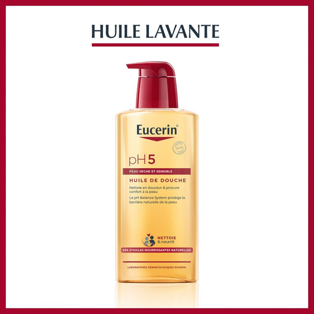 Eucerin Huile Lavante pH5 400 ml — huile douche nourrissante peaux sèches sensibles | lamaisonpara.ma