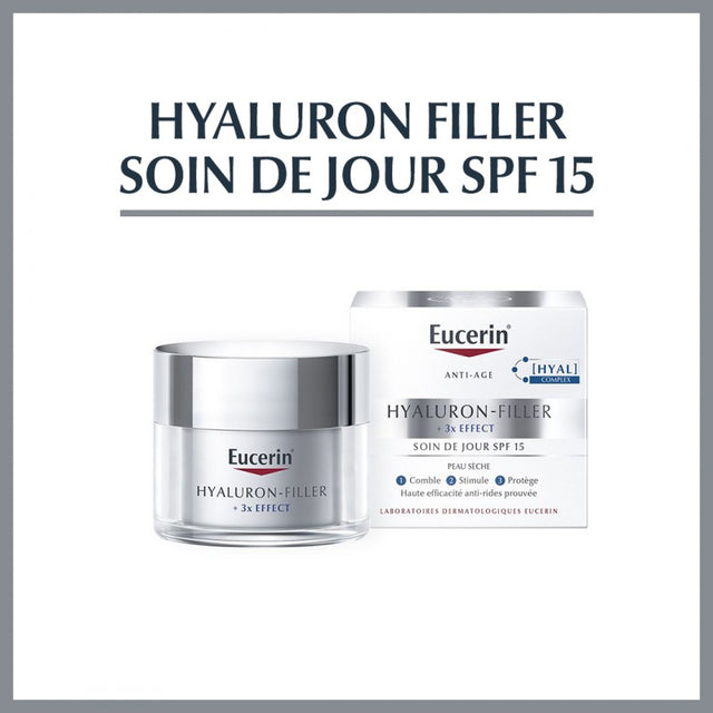 Eucerin Hyaluron-Filler 3X Effect Soin de Jour Peau Sèche SPF 15 50 ml — anti-rides | lamaisonpara.ma