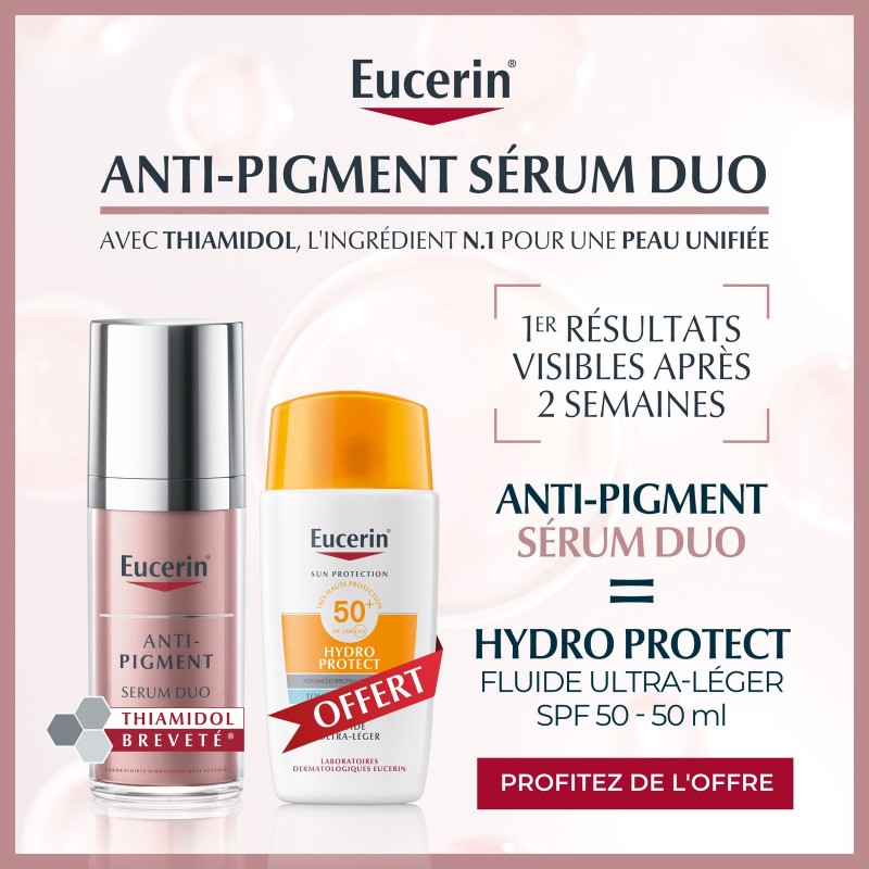 EUCERIN PACK ANTI-PIGMENT SERUM DUO 30ML + ECRAN HYDRO PROTECT SPF50+ 50ML prix Maroc