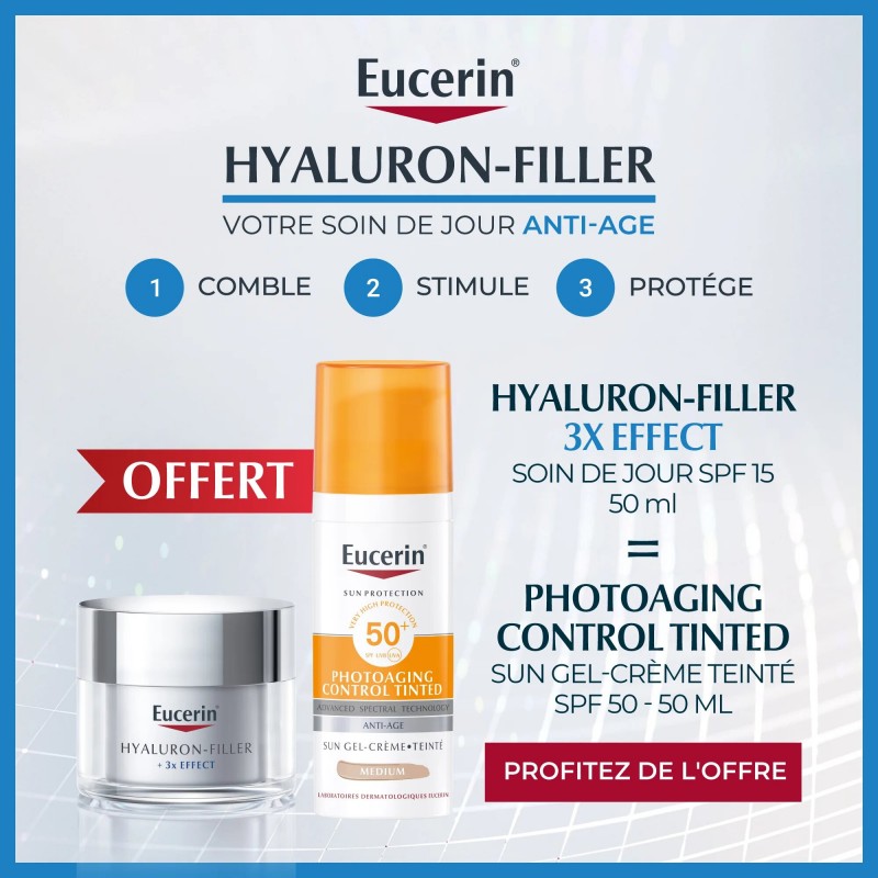 EUCERIN PACK HYALURON FILLER JOUR 50ML + PHOTOAGING CONTROL TEINTE MEDIUM 50ML prix Maroc