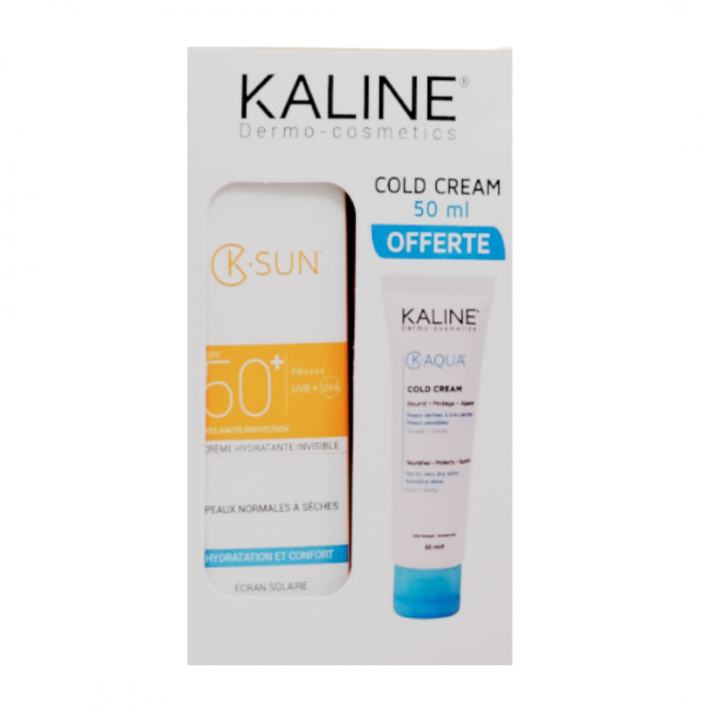 KALINE K-SUN ECRAN SOLAIRE INVISIBLE PEAUX NORMALES A SECHES SPF50+ 50ML + COLD CREAM 50ML prix Maroc