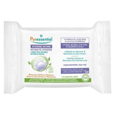PURESSENTIEL HYGIENE INTIME LINGETTES INTIMES 25 UNITES Parapharmacie prix Maroc