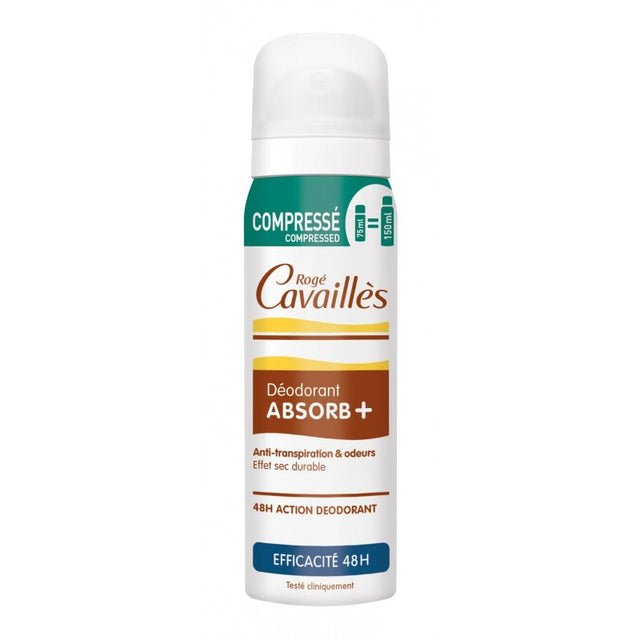 Roge Cavailles Absorb+ Deo Spray Compressé Efficacité 48H 75 ml