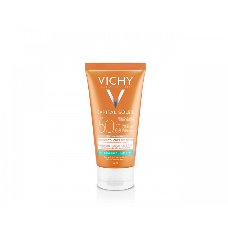 Vichy Capital Soleil BB Émulsion Toucher Sec Teintée SPF50 Peau Sensible Mixte à Grasse | 50ml prix Maroc