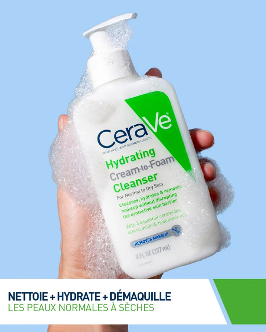 CeraVe Crème Moussante Nettoyante Hydratante Peau Normale à Sèche 236ml