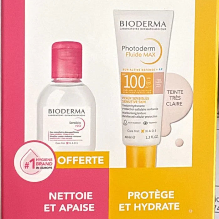 Bioderma Photoderm Fluide Max Trs Claire SPF100 40ML+ SENSIBIOL H2O 100ML OFFERT Parapharmacie prix Maroc