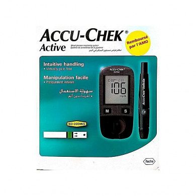 ACCU CHEK ACTIVE KIT LECTEUR DE GLYCEMIE + 10 BANDELETTES prix Maroc