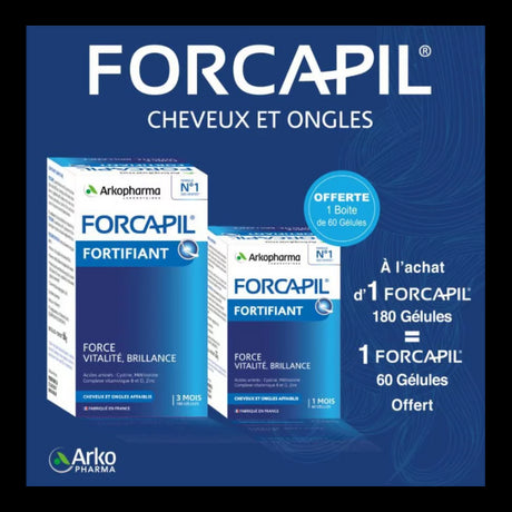 FORCAPIL PACK cheveux et ongles 180 gélules + 60 gélules Offertes prix Maroc