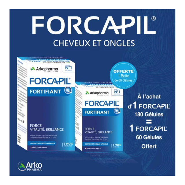 Forcapil Pack Cheveux et Ongles 180 Gélules + 60 Gélules Offertes