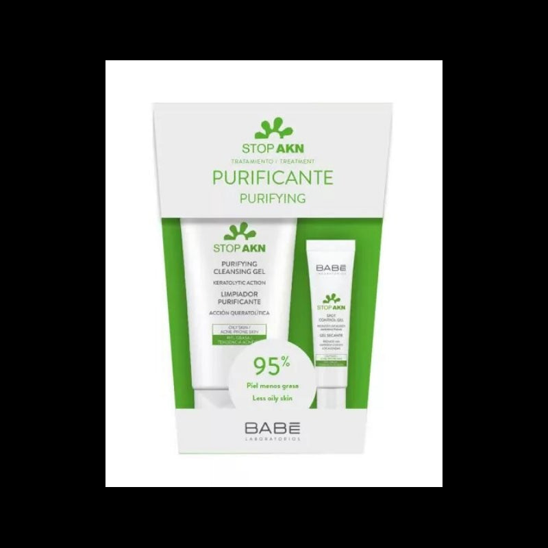 BABE Pack Stop AKN Gel nettoyant purifiant 200 ml + gel anti-taches 8ml offert