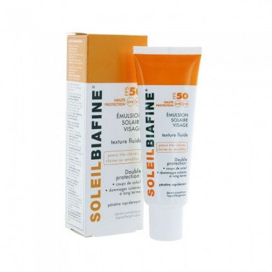 BIAFINE SOLEIL BIAFINE EMULSION SOLAIRE VISAGE FPS 50+ TEXTURE FLUIDE PEAUX TRES CLAIRES OU SENSIBLES Parapharmacie prix Maroc