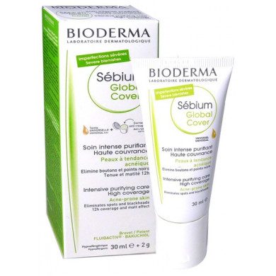 BIODERMA SEBIUM GLOBAL COVER SOIN INTENSE PURIFIANT TEINTE UNIVERSELLE 30 ML Parapharmacie prix Maroc