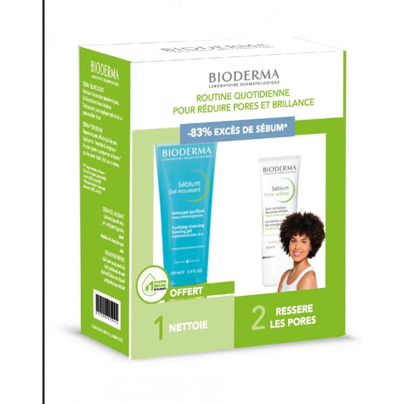 BIODERMA COFFRET SEBIUM PORE REFINER 30ML + SEBIUM GEL MOUSSANT 100ML
