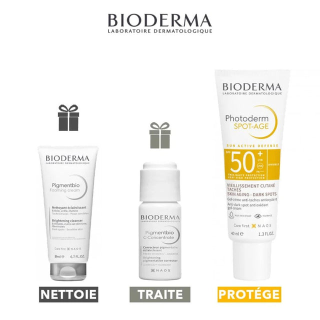 BIODERMA PACK PHOTODERM SPOT AGE SPF50 40ML +PIGMENT C-CONCENTRATE 15ML + FOAMING 8ML OFFERT prix Maroc