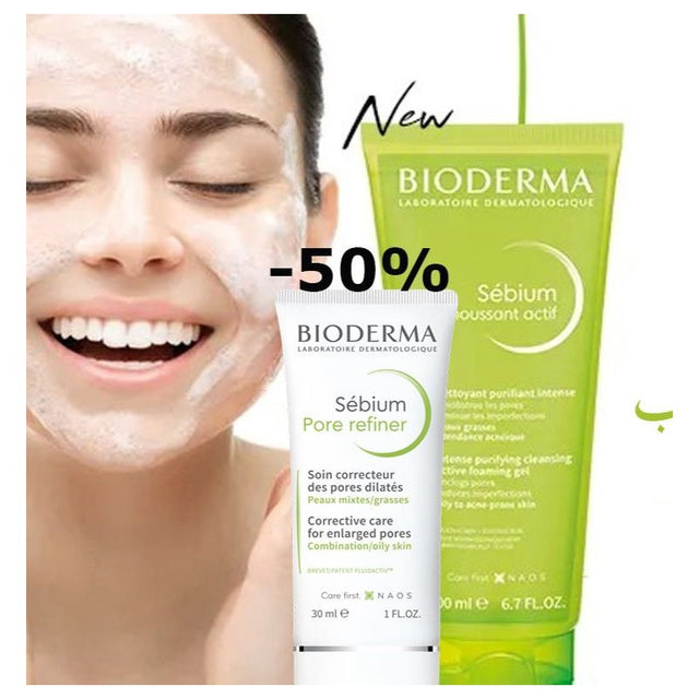 BIODERMA PACK SEBIUM GEL MOUSSANT ACTIF 200ML + SEBIUM PORE REFINER 30ML - prix Maroc