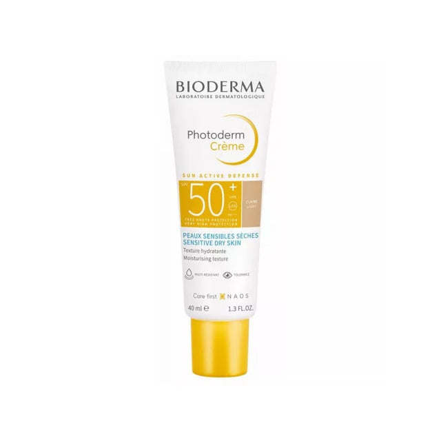 BIODERMA PHOTODERM CREME CLAIRE SUN ACTIVE DEFENSE PEAUX SENSIBLES SECHES SPF50+ 40ML prix Maroc