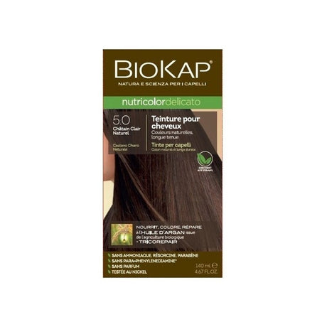 BIOKAP Nutricolor Delicato 5.0 Châtain Clair Naturel 140ml prix Maroc
