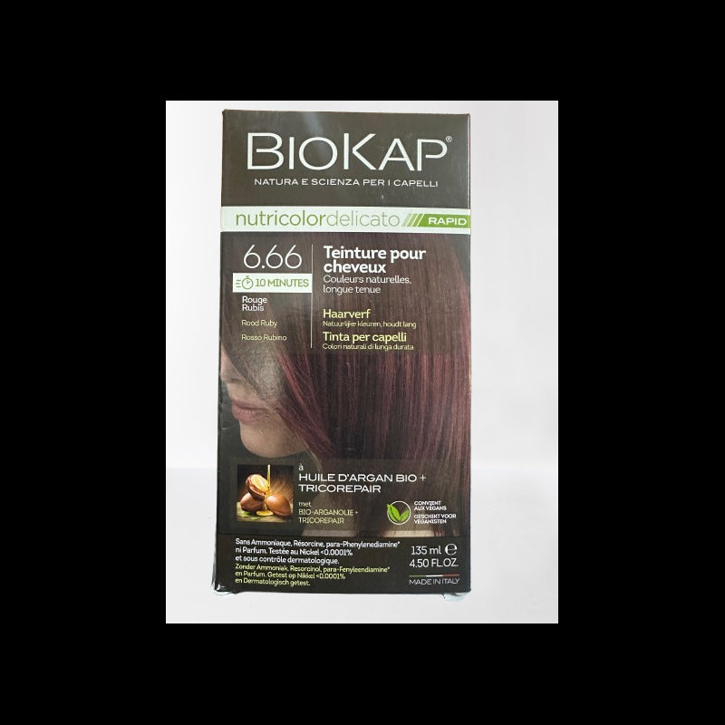 BIOKAP NUTRICOLOR DELICATO N6.66 ROUGE RUBIS