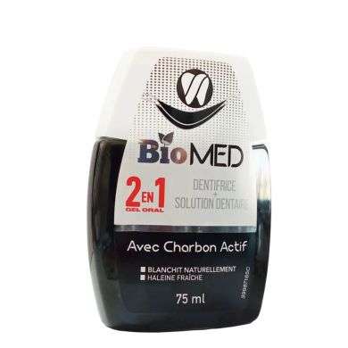 BIOMED 2 EN 1 DENTIFRICE + SOLUTION DENTAIRE AVEC CHARBON ACTIF 75 ML prix Maroc