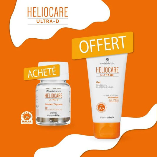 HELIOCARE PACK ULTRA D 30 CAPSULES + HELIOCARE GEL ULTRA 90 50ML OFFERT Parapharmacie prix Maroc