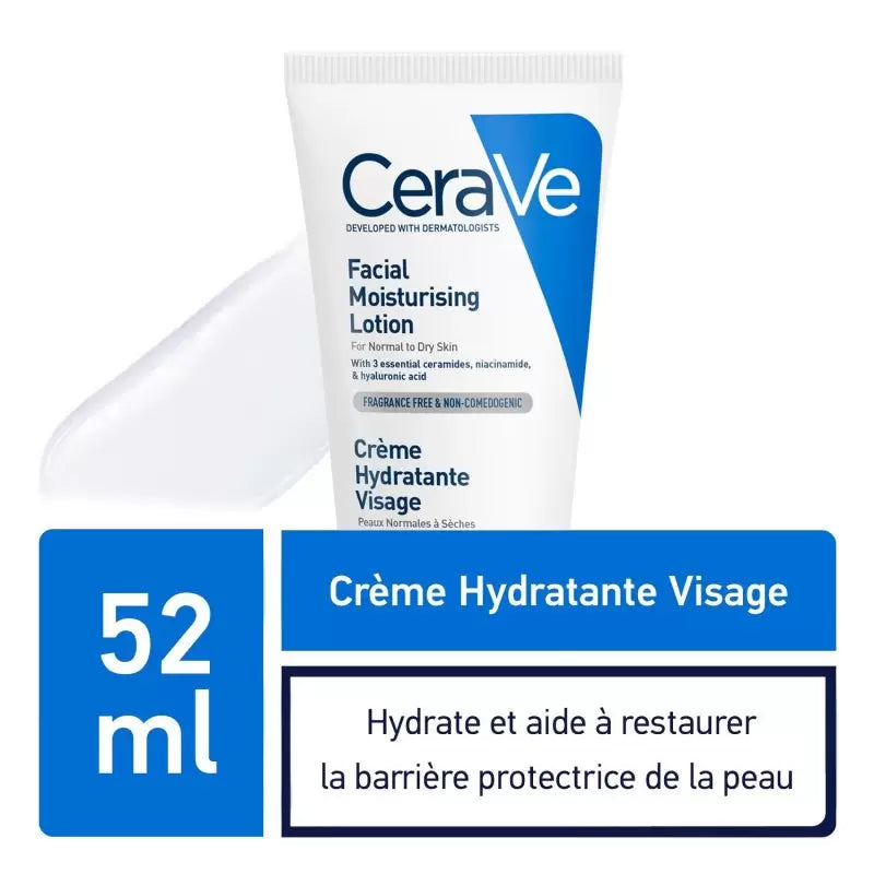 CeraVe Crème Hydratante Visage Peau Normale à Sèche | 52ml prix Maroc