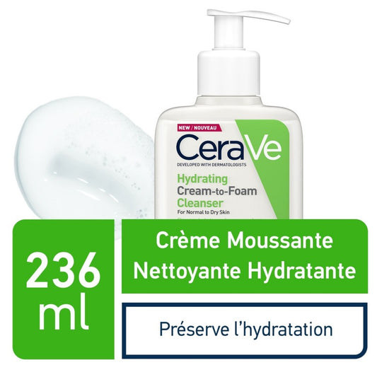 CeraVe Crème Moussante Nettoyante Hydratante Peau Normale à Sèche | 236ml - prix Maroc