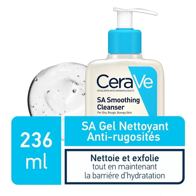CeraVe SA Gel Nettoyant Anti-Rugosités Peau Sèche et Rugueuse | 236ml prix Maroc