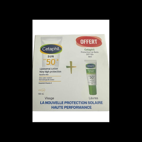 CETAPHIL SUN SPF50+ LIPOSOMALE LOTION 100ML + CETAPHIL BAUME LEVRES PROTECTEUR SPF50+ 8ML OFFERT