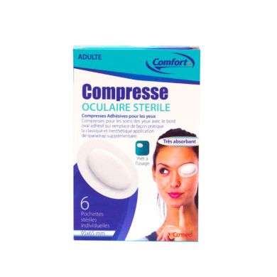 COMFORT COMPRESSE OCULAIRE STERILE ADULTE 6 POCHETTES 95*65 MM Parapharmacie prix Maroc