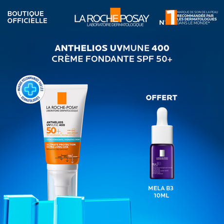 La Roche-Posay Offre Anthelios UVMune 400 Crème Solaire Invisible Normales À Sèches 50ml + Mela B3 10ML OFFERT prix Maroc