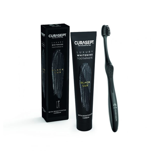 Curasept Pack Luxury Whitening Dentifrice Black 75 ml + Brosse à