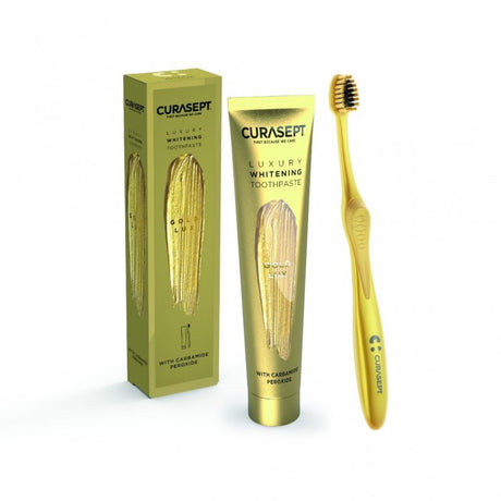 CURASEPT PACK LUXURY WHITENING dentifrice GOLD 75 ml + Brosse à Dent OFFERT prix Maroc