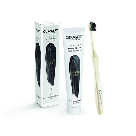 CURASEPT PACK LUXURY WHITENING dentifrice WHITE 75 ml + Brosse à Dent OFFERT prix Maroc