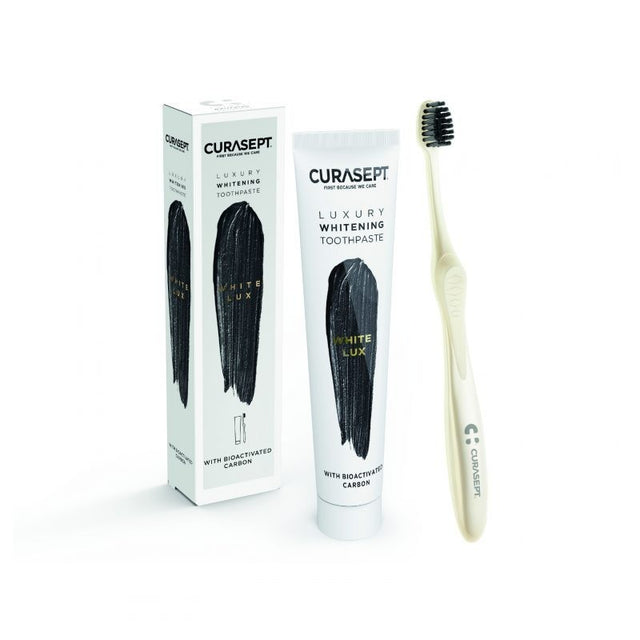 CURASEPT PACK LUXURY WHITENING dentifrice WHITE 75 ml + Brosse à Dent OFFERT prix Maroc