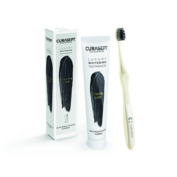 Curasept Pack Luxury Whitening Dentifrice White 75 ml + Brosse à
