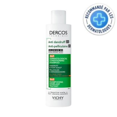 DERCOS DS 2 EN 1 SHAMPOING ANTI PELLICULAIRE DEMELANT TRAITANT 200 ML Parapharmacie prix Maroc