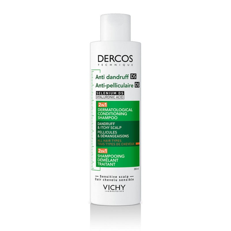 Vichy Dercos DS 2EN1 Shampoing et démêleur Anti-Pelliculaire | tous types de cheveux | 200 ml