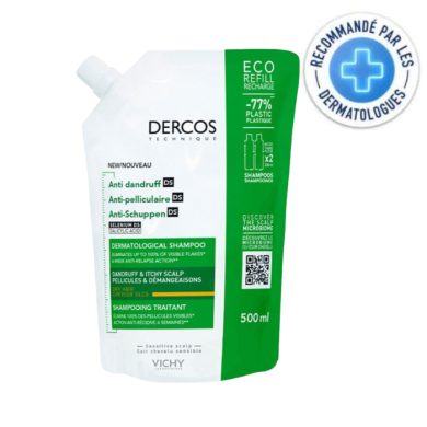 VICHY DERCOS SHAMPOING DERMATOLOGIQUE ANTI PELLICULAIRE DS CHEVEUX SECS RECHARGE 500 ML prix Maroc