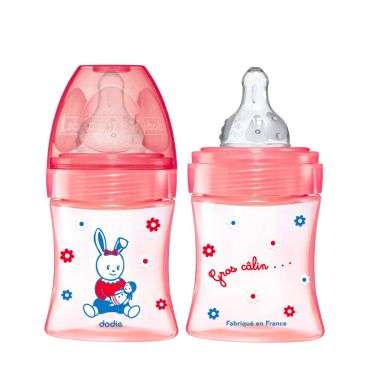 DODIE BIBERON ANTI COLIQUE TETINE RONDE 3 VITESSES + 150ML ROSE POUPEE 0-6 M prix Maroc