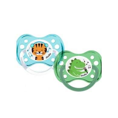 DODIE 2 SUCETTES ANATOMIQUES SILICONE 6 MOIS + A28 MODELE DINOSAURE CHAT Parapharmacie prix Maroc