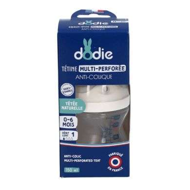 DODIE BIBERON TETINE MULTI PERFOREE ANTI COLIQUE 150 ML 0-6MOIS+ DEBIT 1 BLEU Parapharmacie prix Maroc